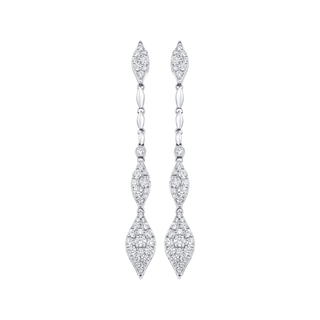 Boucles d'oreilles longues en forme de goutte avec diamants et moissanite ronde de 1,22 TCW