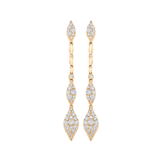 Boucles d'oreilles longues en forme de goutte avec diamants et moissanite ronde de 1,22 TCW