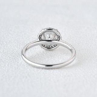 Bague de fiançailles halo en moissanite de forme ronde de 1,0 ct