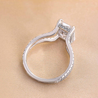 Anillo de compromiso con diamantes cultivados en laboratorio, con cuerpo dividido radiante, F/VVS2, de 2,0 CT a 4,0 CT