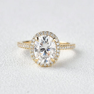 Bague de fiançailles halo en moissanite de forme ovale de 1,91 ct