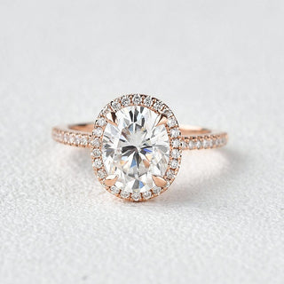 Bague de fiançailles halo en moissanite de forme ovale de 1,91 ct