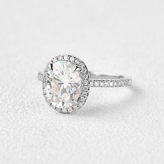 1.91 CT Oval Shaped Moissanite Halo Engagement Ring