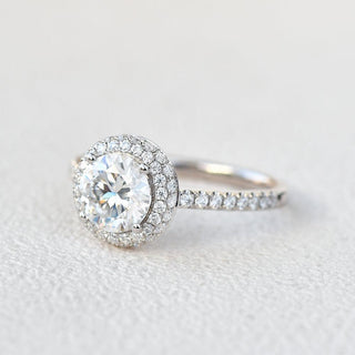 1.0 CT Round Shaped Moissanite Halo Engagement Ring