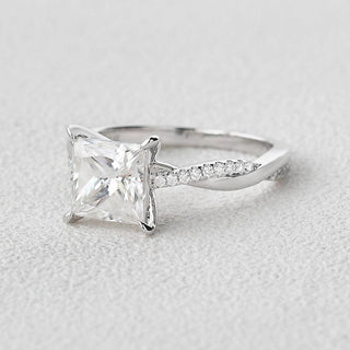 1.75 CT Princess Shaped Moissanite Solitaire Engagement Ring