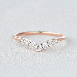 0.22 CT Round Shaped Moissanite Curved Wedding Band