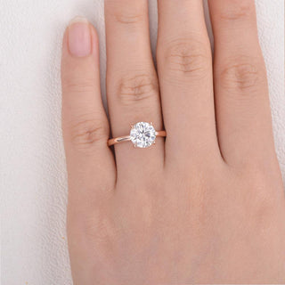 Bague de fiançailles avec halo caché en moissanite de forme ronde de 1,0 CT