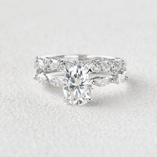 Ensemble de bagues de mariage en moissanite taille ovale de 1,50 ct pour elle 