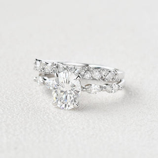 Ensemble de bagues de mariage en moissanite taille ovale de 1,50 ct pour elle 