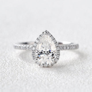 1.25 CT Pear Shaped Moissanite Halo Engagement Ring