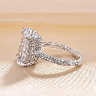 Bague de fiançailles avec diamant de laboratoire à halo caché radiant de 2,0 à 7,0 ct