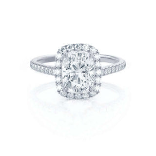 Bague de fiançailles halo en moissanite de forme coussin allongée de 2,30 ct