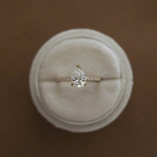 1.25CT Pear Pave Moissanite Diamond Engagement Ring - ELITE CARAT