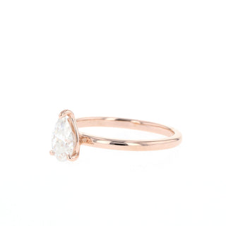 Bague de fiançailles en or massif avec diamant solitaire en forme de poire et moissanite de 0,80 ct