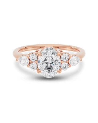 1.50 - 3.50 CT Oval Cut CVD Diamond Cluster Engagement Ring