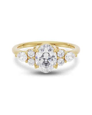 1.50 - 3.50 CT Oval Cut CVD Diamond Cluster Engagement Ring