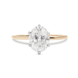 Bague de fiançailles en moissanite ovale de 1,0 ct avec halo caché et style bicolore