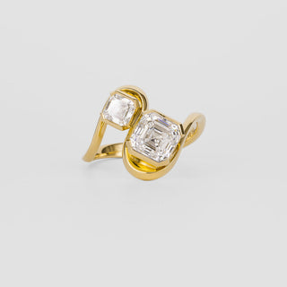 Anillo de compromiso exclusivo con diamantes Asscher CVD de 1,59 a 3,50 quilates