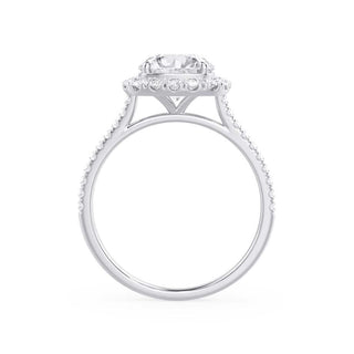 Bague de fiançailles halo en moissanite de forme coussin allongée de 2,30 ct