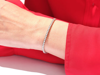 Bracelet tennis en or massif 14 carats avec diamants et moissanite à taille ronde