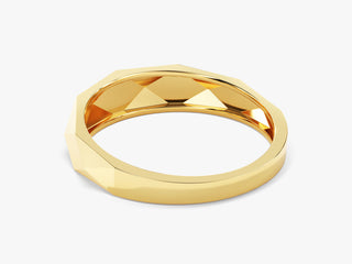 Alianza de boda facetada sólida de 14 k para mujer, anillo de boda minimalista