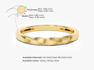 Alianza de boda minimalista de oro macizo de 14 k para mujer 