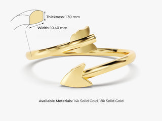 Alianza de boda de oro macizo de 14 k con forma de flecha para mujer, regalo de aniversario para ella 