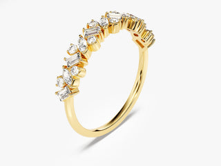 Anillo de boda con diamantes de moissanita multipiedra de 0,58 quilates para mujer en oro macizo de 14 quilates