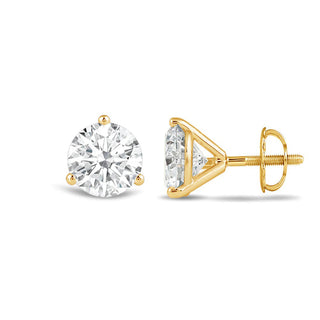 Boucles d'oreilles à trois griffes en diamant et moissanite à taille ronde de 2,0 ct pour elle