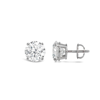 Boucles d'oreilles à tige en diamant et moissanite à taille ronde de 1,0 ct pour femmes