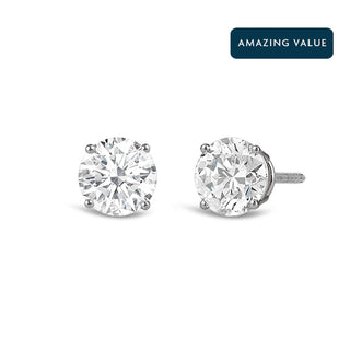 Boucles d'oreilles à tige en diamant et moissanite à taille ronde de 1,0 ct pour femmes