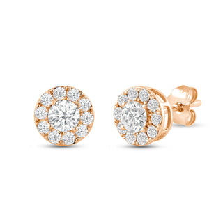 Round Cut Moissanite Halo Diamond Stud Earrings for Women