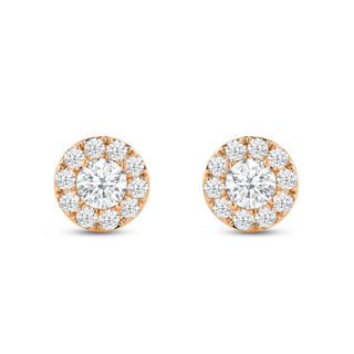 Boucles d'oreilles à tige rondes avec halo de diamants et moissanite pour femmes