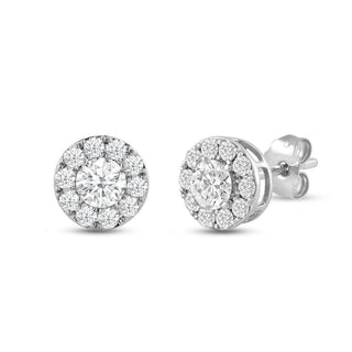 Pendientes de diamantes con halo de moissanita de talla redonda para mujer