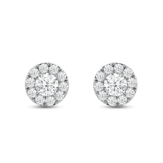 Boucles d'oreilles à tige en diamant et moissanite à coupe ronde pour elle