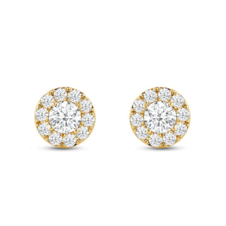 Boucles d'oreilles à tige rondes avec halo de diamants et moissanite pour femmes