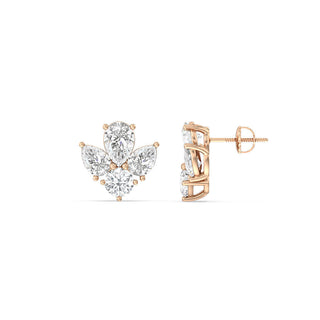 Pear & Round Moissanite Diamond Cluster Stud Earrings for Her