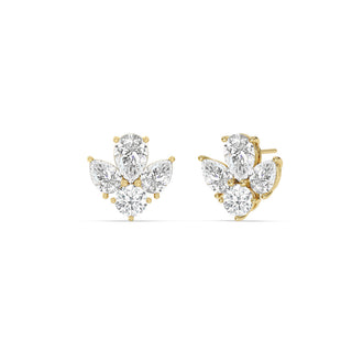 Pear & Round Moissanite Diamond Cluster Stud Earrings for Her