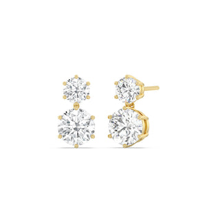 Boucles d'oreilles à tige en diamants à deux pierres en moissanite taille ronde de 2,0 ct