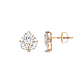 Round & Marquise Cut Moissanite Diamond Earrings for Her