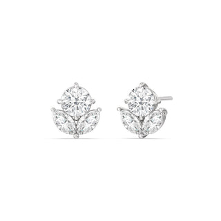 Round & Marquise Cut Moissanite Diamond Earrings for Her