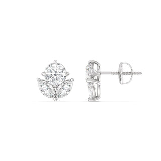 Boucles d'oreilles en diamants Moissanite taille ronde et marquise pour elle