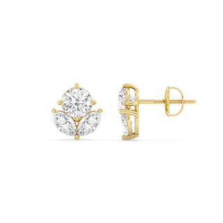 Round & Marquise Cut Moissanite Diamond Earrings for Her