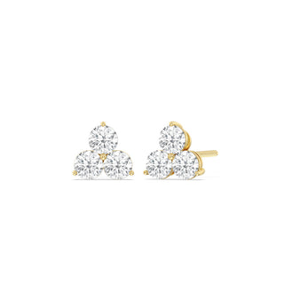 Boucles d'oreilles à trois pierres en diamant et moissanite à coupe ronde pour femmes