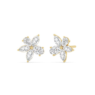 Multi-shape Flower Moissanite Diamond Stud Earrings for Her