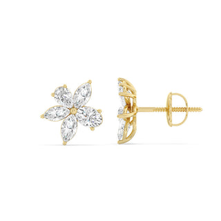 Multi-shape Flower Moissanite Diamond Stud Earrings for Her