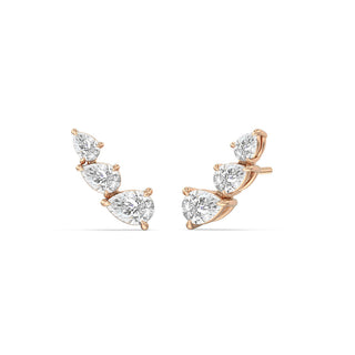 Boucles d'oreilles à tige en diamant unique en moissanite taille poire pour femmes