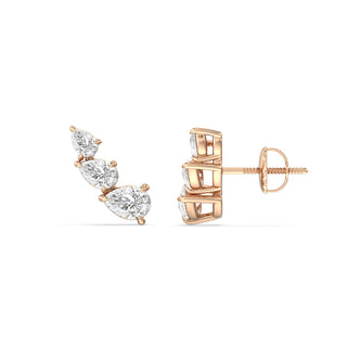 Boucles d'oreilles à tige en diamant unique en moissanite taille poire pour femmes