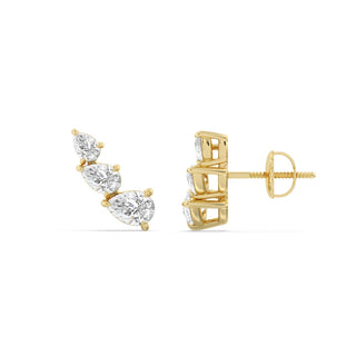 Boucles d'oreilles à tige en diamant unique en moissanite taille poire pour femmes