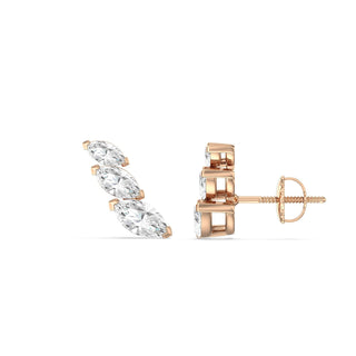 Boucles d'oreilles à tige en diamant Moissanite taille marquise uniques pour femmes